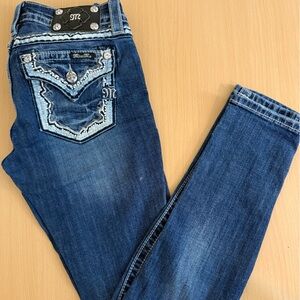 Miss Me Dark Blue Denim Jeans with Embellished Details